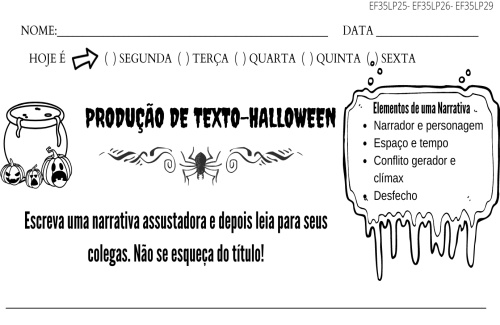 atividade dia das bruxas-produção de texto narrativo